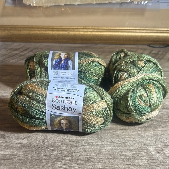 Red Heart Other - Red Heart Boutique Sashay Yarn - Green and Tan